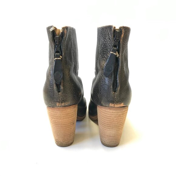 Rag & Bone Newbury Boots Booties Womens 38.5 8.5 Brown Leather Block Heel Zip Up - Picture 7 of 7
